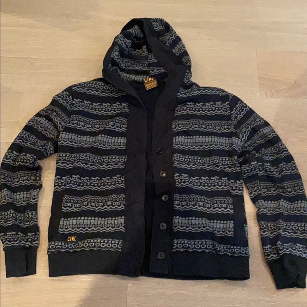 CTRL button up hoodie black patterned sz M skater